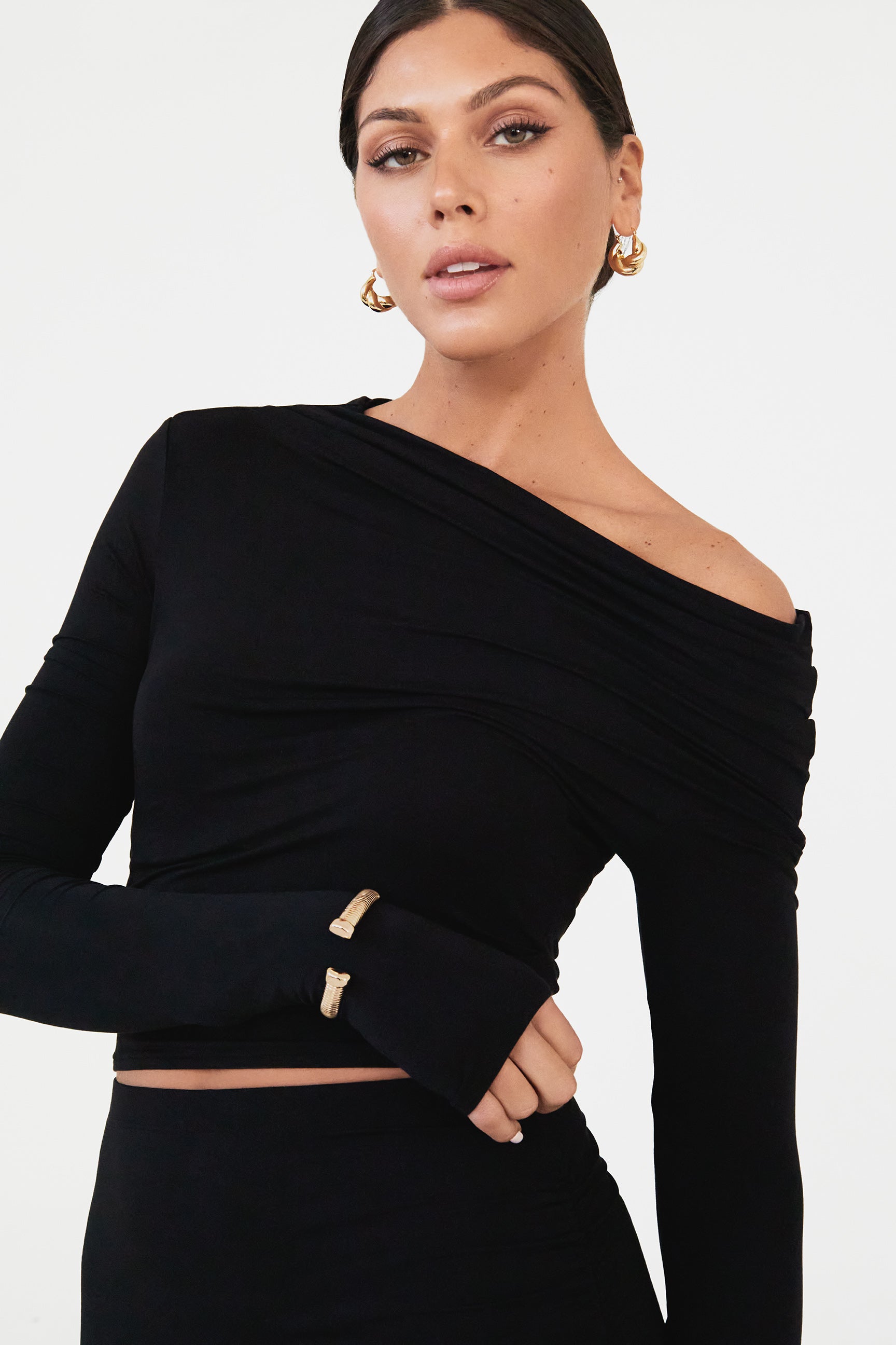 THE ASYMMETRICAL MICRO MODAL TOP / ONYX