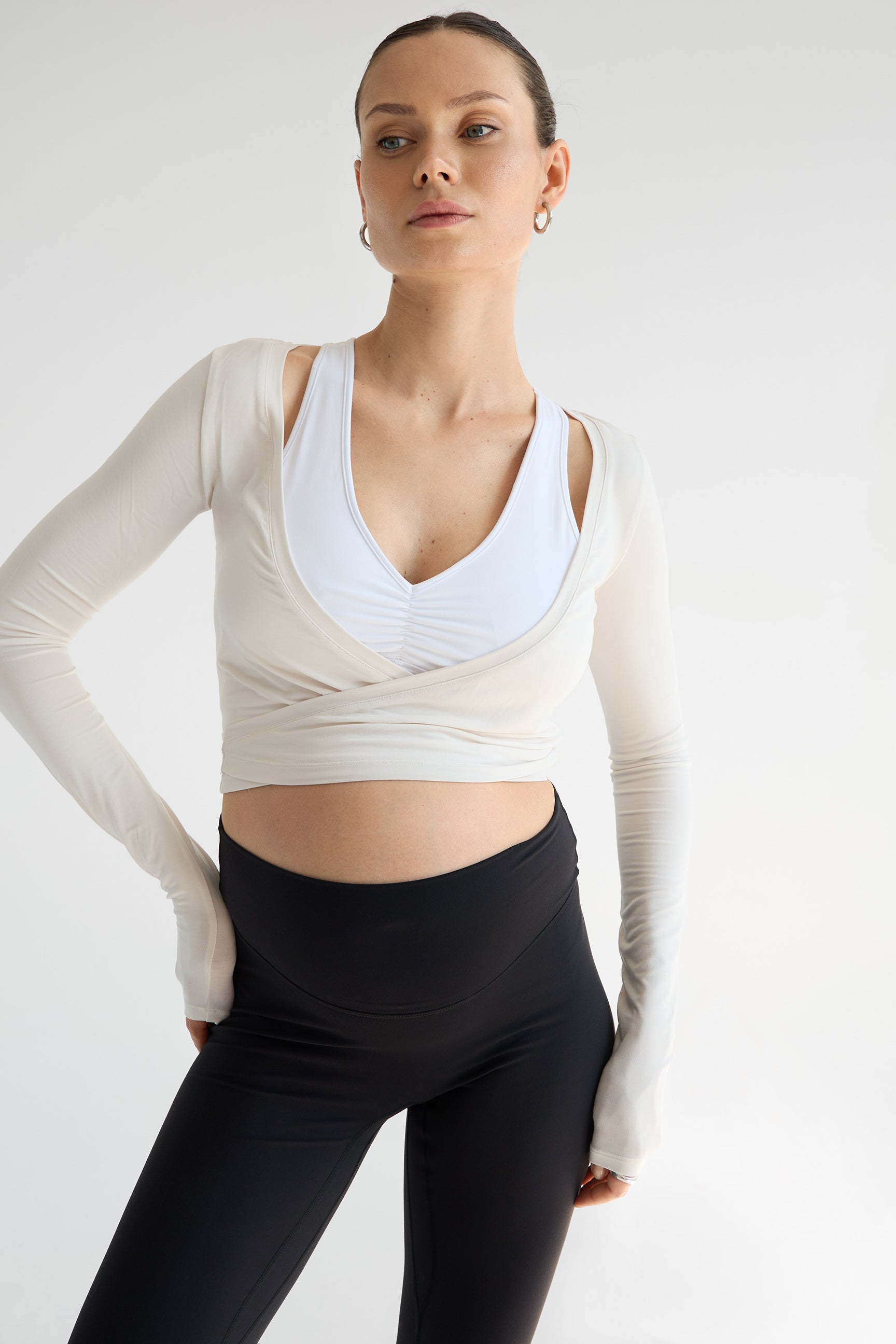 THE CINCHED LOUNGE BRA (WITH REUSABLE ABSORBENT PADS) / WHITE