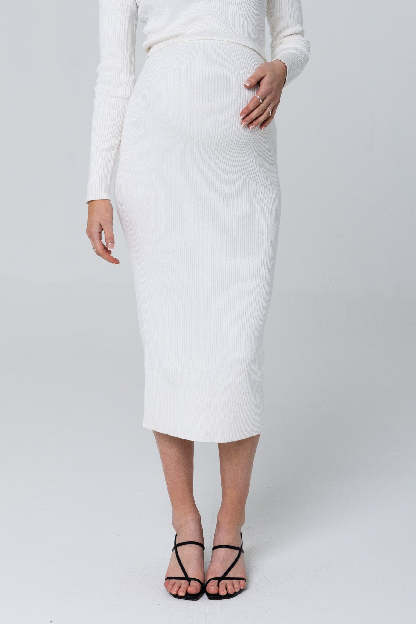 THE LUXE KNIT MIDI SKIRT / BONE