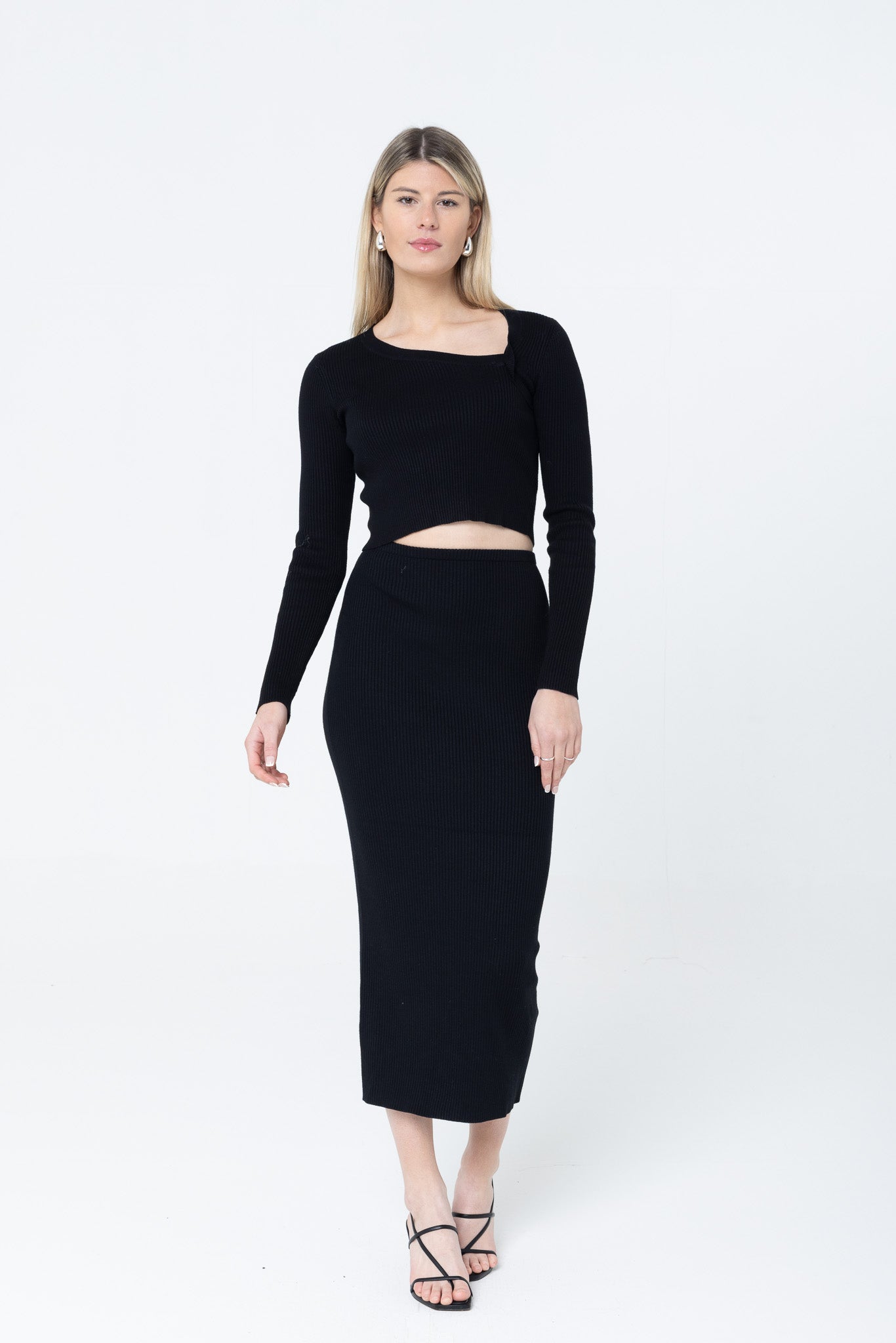 THE LUXE KNIT MIDI SKIRT / ONYX
