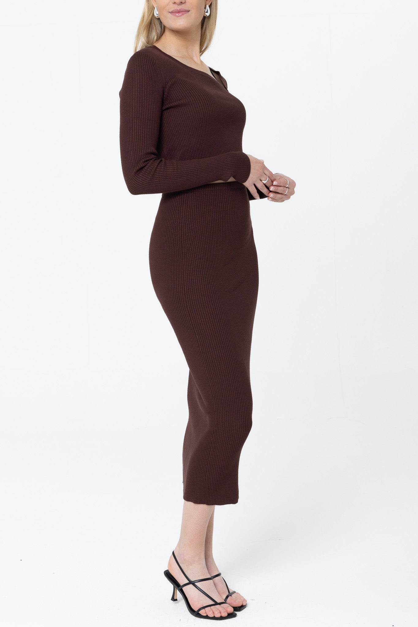 THE LUXE KNIT MIDI SKIRT / LIMITED EDITION ESPRESSO