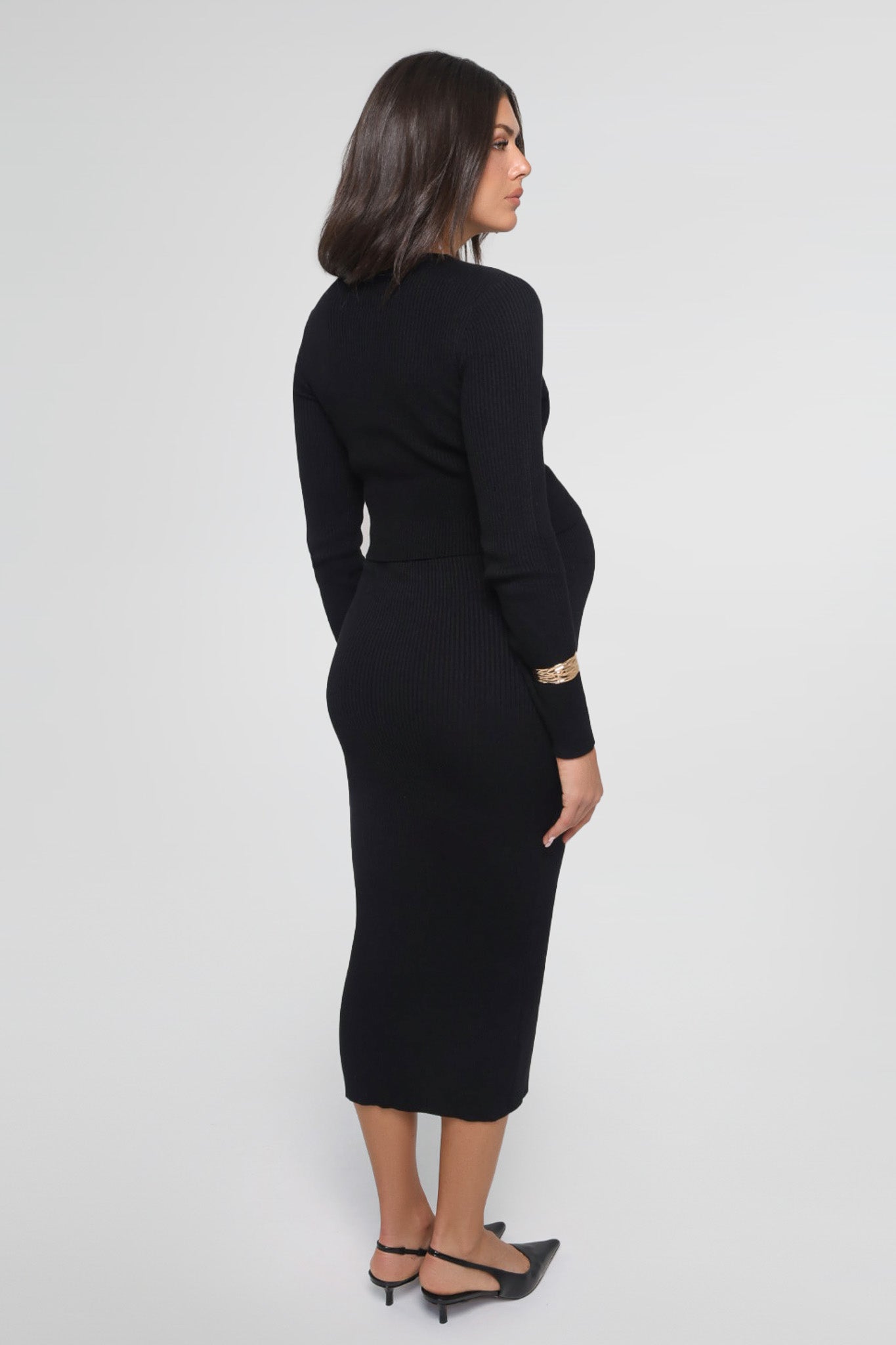 THE LUXE KNIT MIDI SKIRT / ONYX