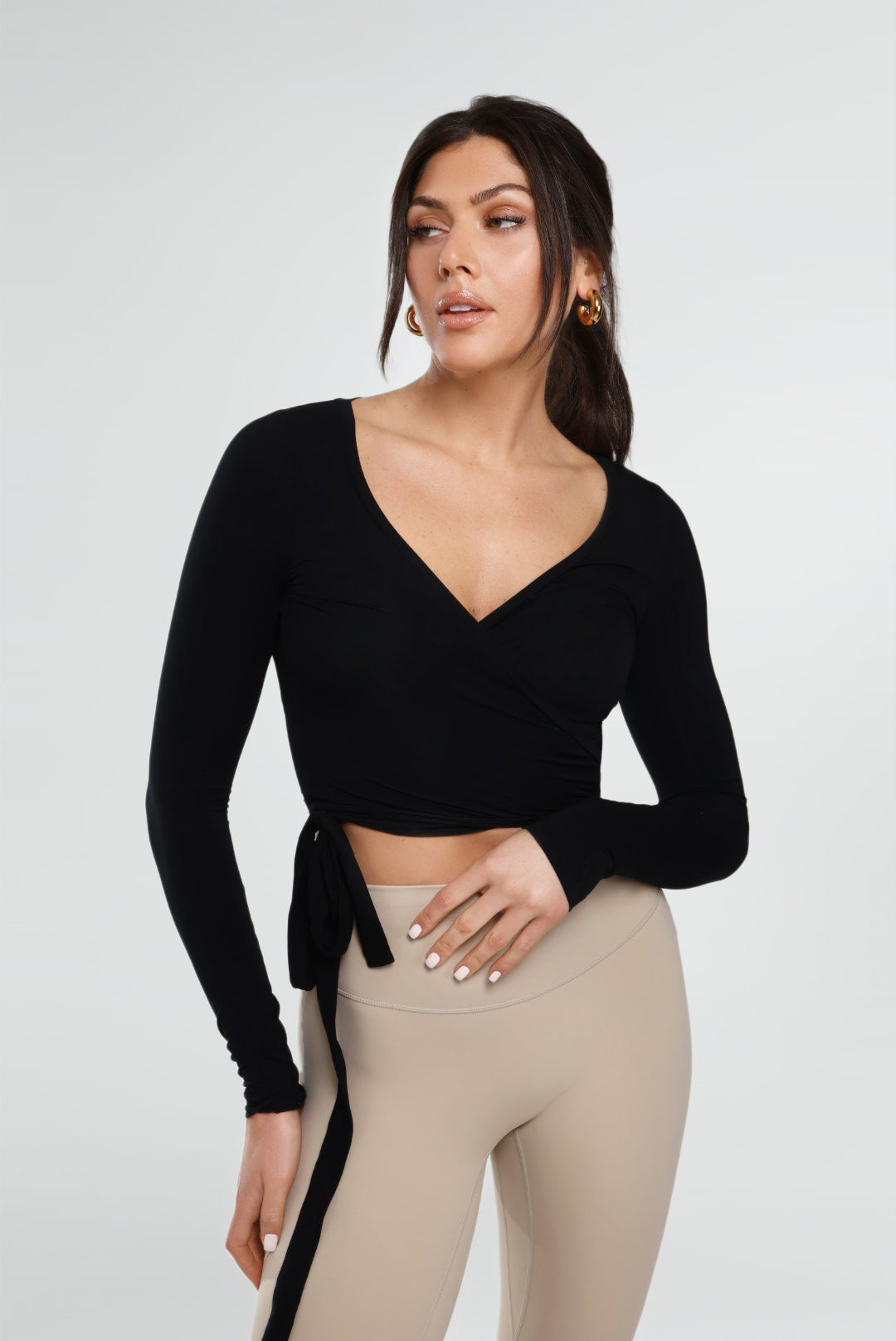 THE MICRO MODAL BALLET WRAP TOP / BLACK