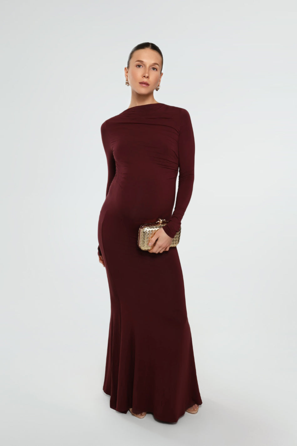 THE MAXI RUCHED DRESS / MULBERRY