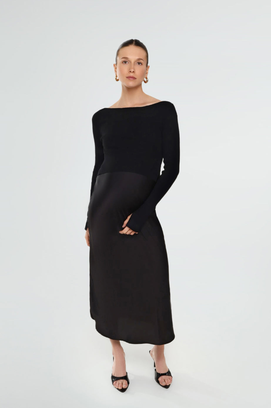 BOATNECK CROP SWEATER / ONYX