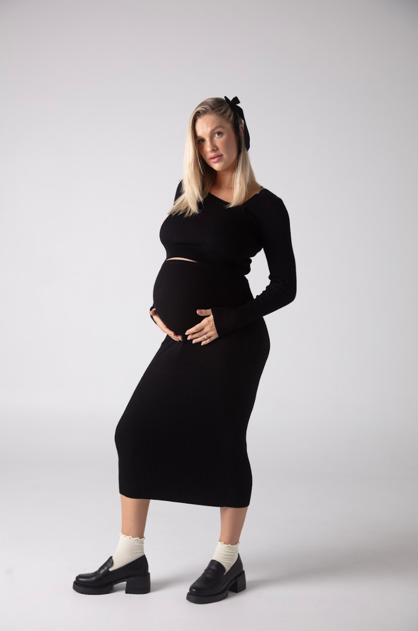Onyx Maternity Knit Midi Skirt