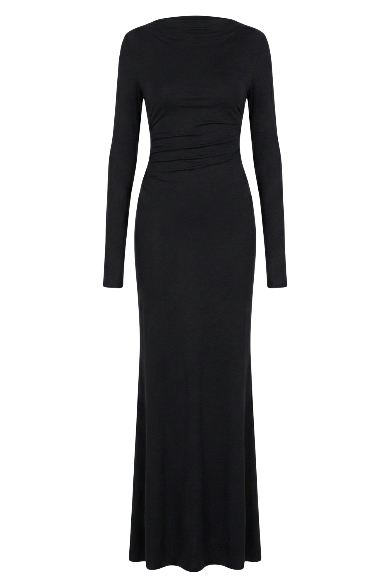 THE MAXI RUCHED DRESS / ONYX