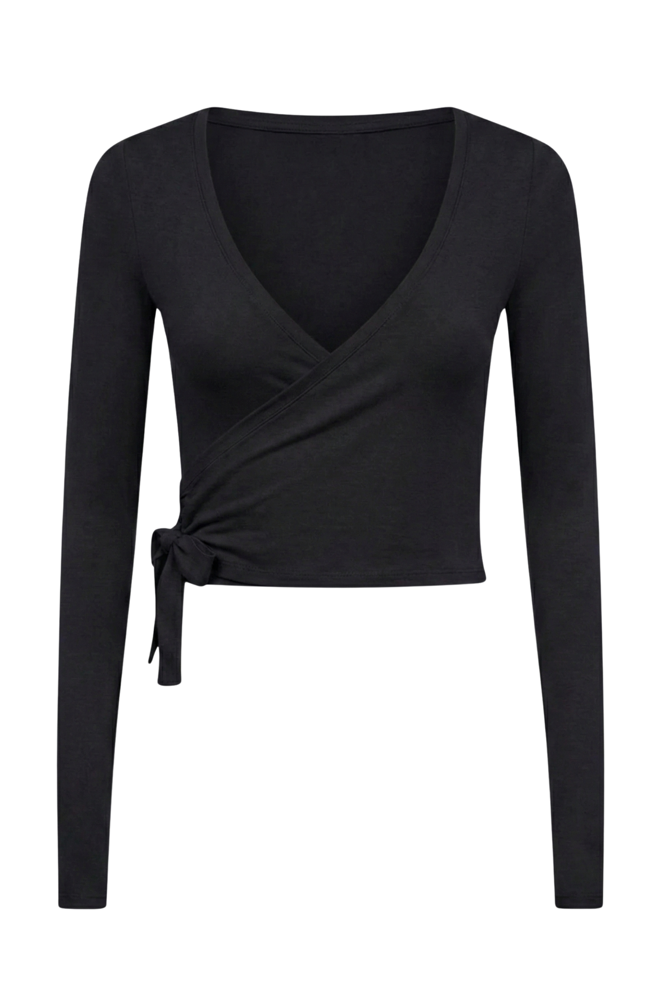 THE MICRO MODAL BALLET WRAP TOP / BLACK