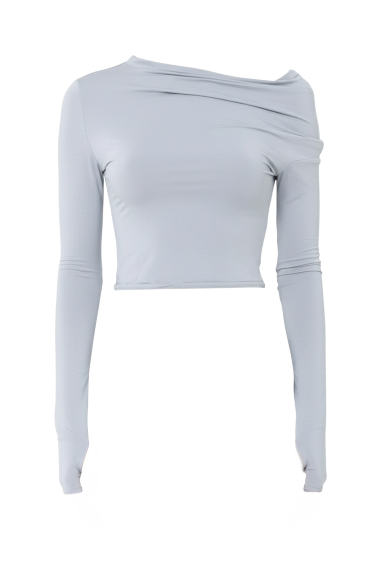 THE ASYMMETRICAL MICRO MODAL DRAPE SHOULDER TOP / OPAL GREY