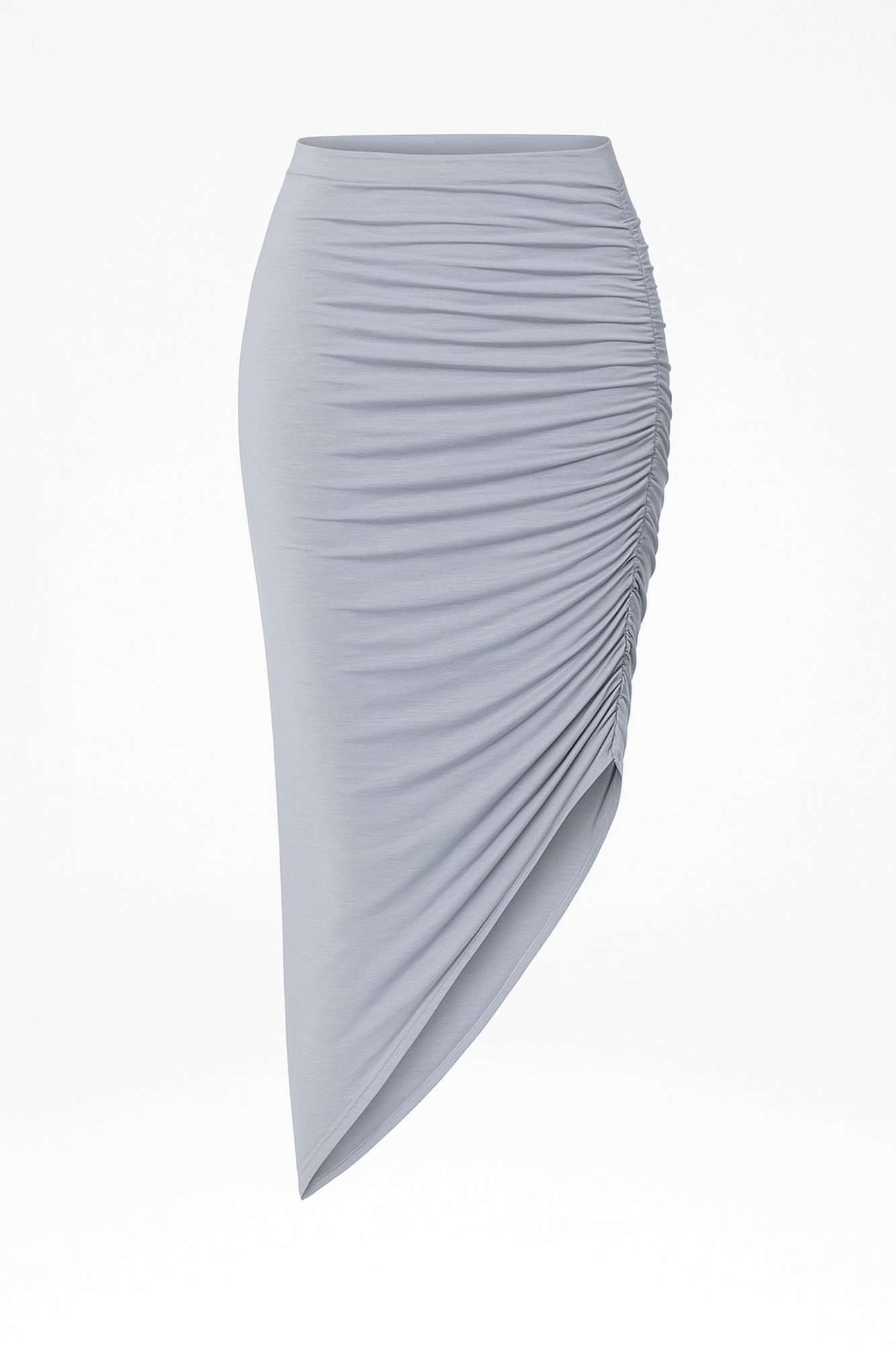 THE CINCHED ASYMMETRICAL MICRO MODAL SKIRT / OPAL GREY
