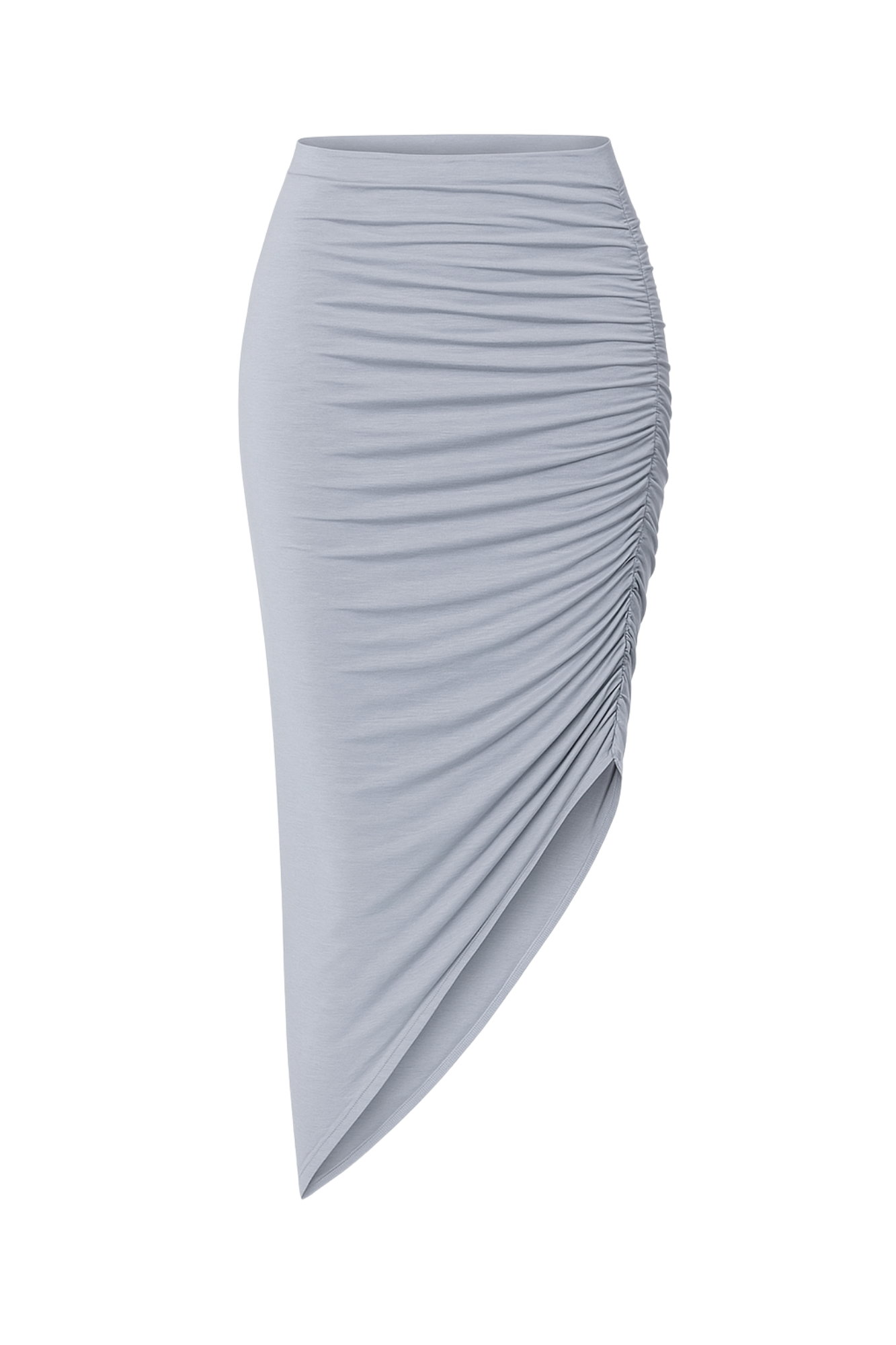 Gray ruched skirt on a white background