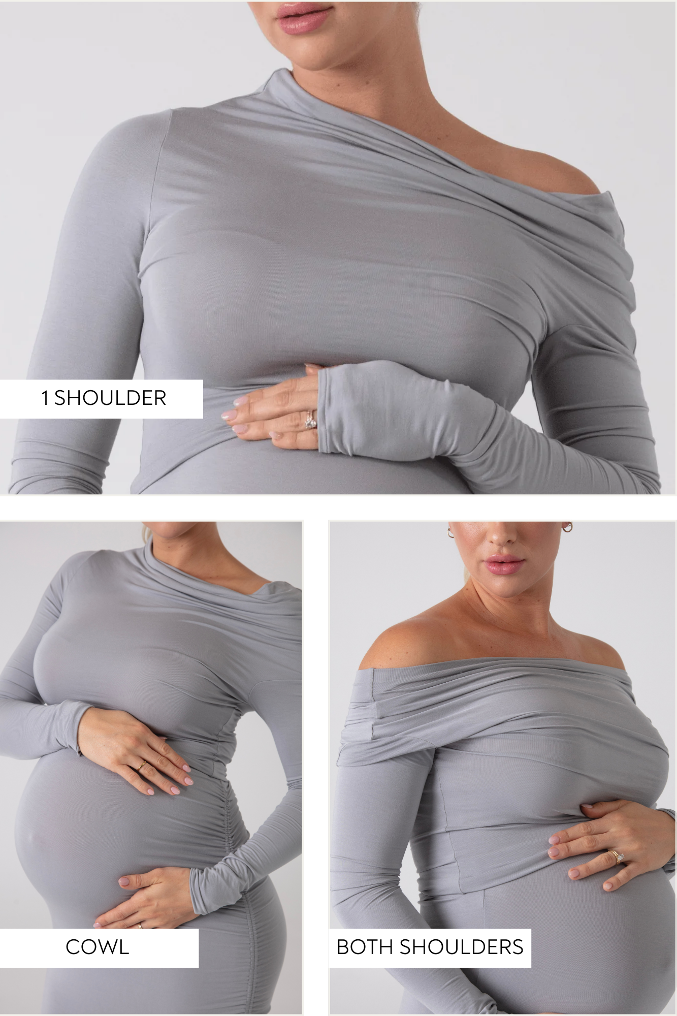 THE ASYMMETRICAL MICRO MODAL DRAPE SHOULDER TOP / OPAL GREY