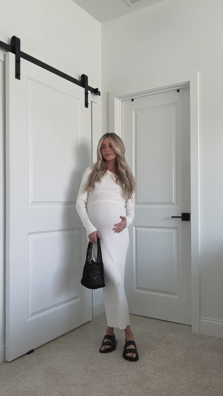 Video Bone Luxe Maternity Midi Skirt
