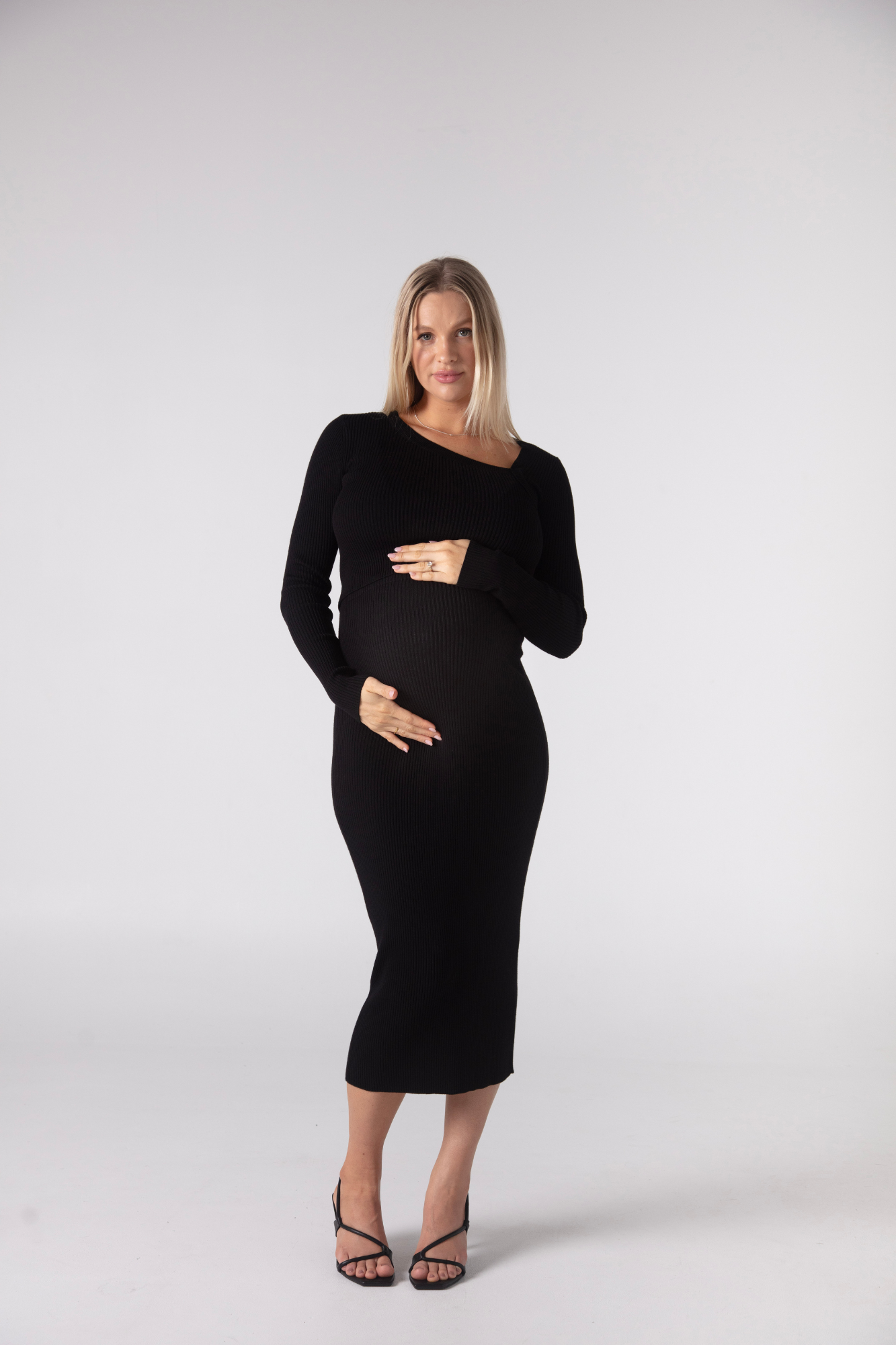 THE MATERNITY LUXE KNIT MIDI SKIRT / ONYX