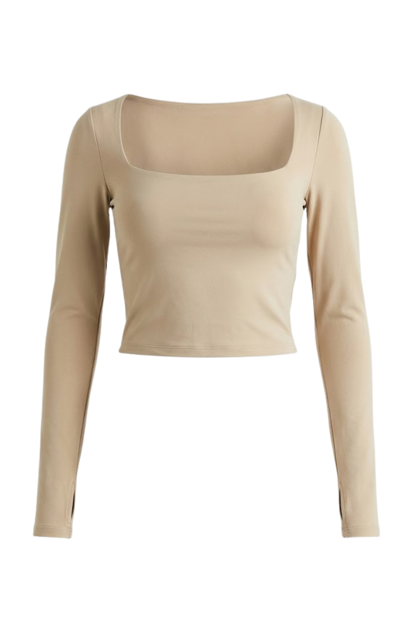 THE SQUARE NECK ACTIVE CROP / LATTE
