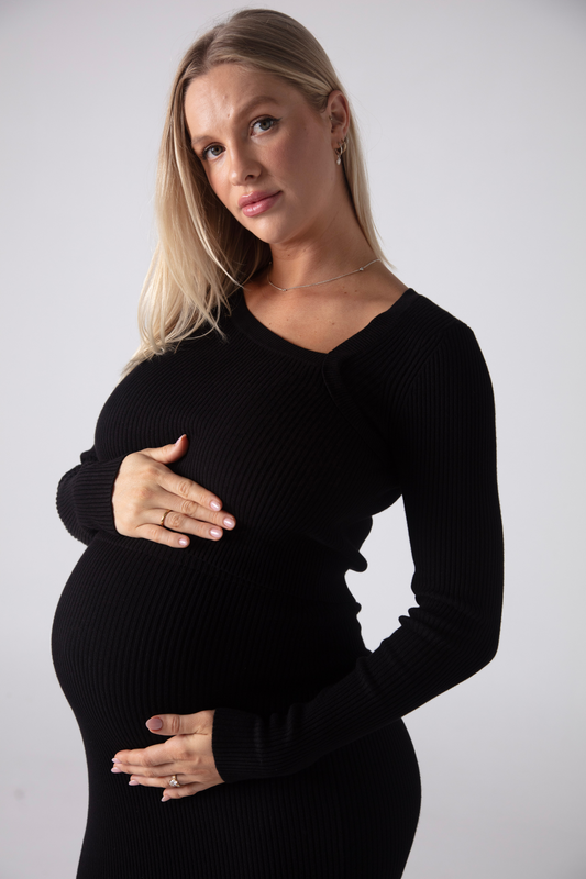 THE MATERNITY CUT OUT LUXE KNIT TOP / ONYX