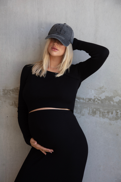 THE MATERNITY CUT OUT LUXE KNIT TOP / ONYX