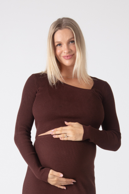 THE MATERNITY CUT OUT LUXE KNIT TOP / ESPRESSO