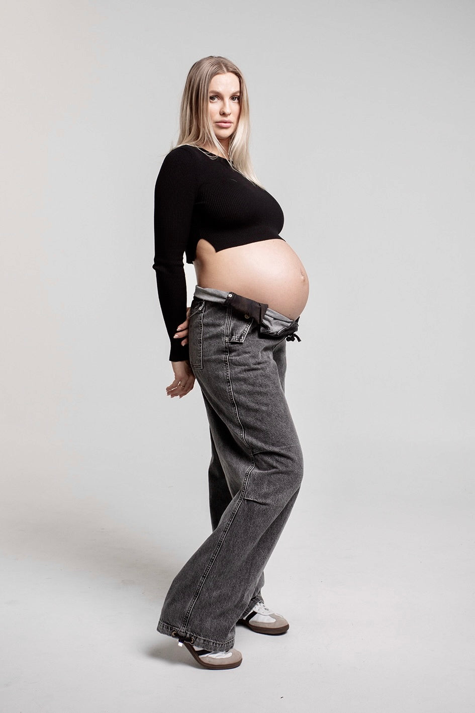 Maternity Crew Crop Top by LO+JAYNE, Soft and Breathable Nursing-Friendly Apparel