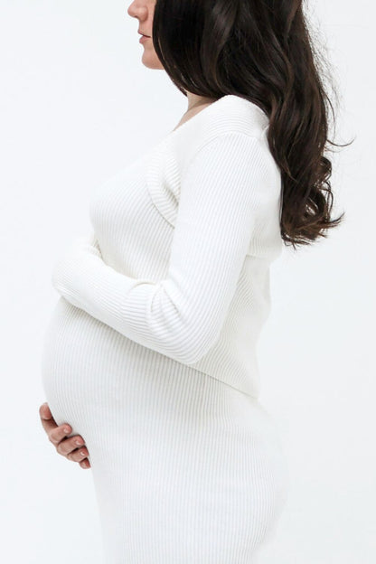 Maternity Bump Friendly and Nursing Friendly Crop Top Sweater