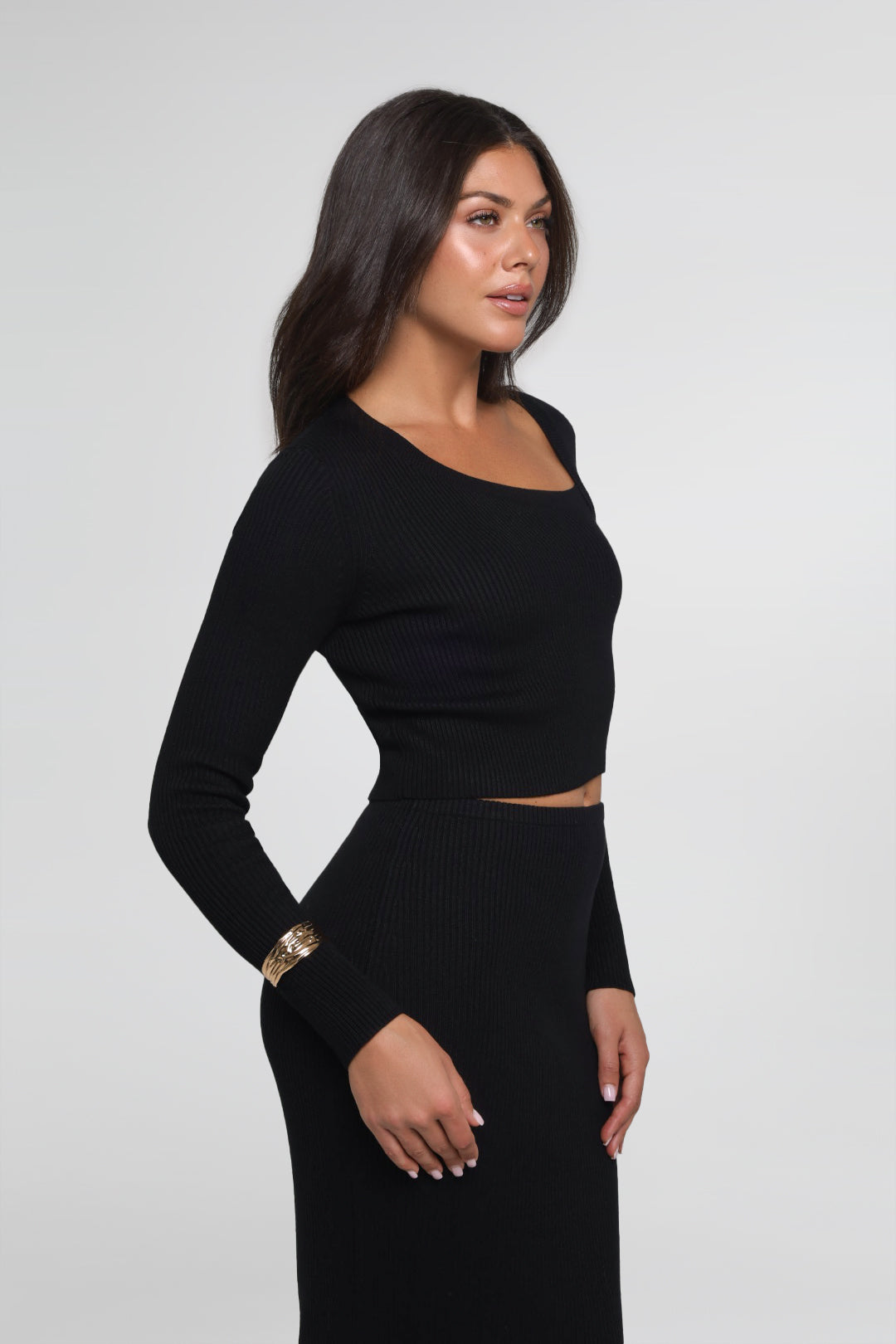 THE CUT OUT LUXE KNIT TOP / ONYX