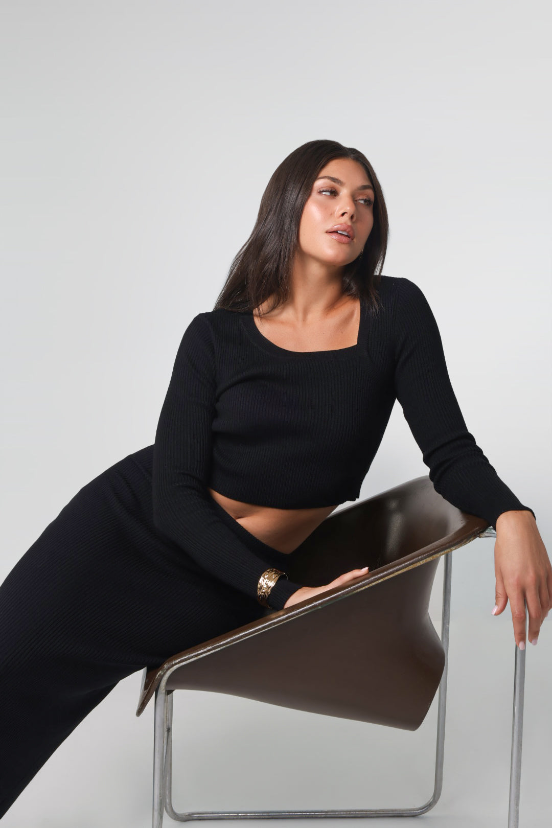THE CUT OUT LUXE KNIT TOP / ONYX