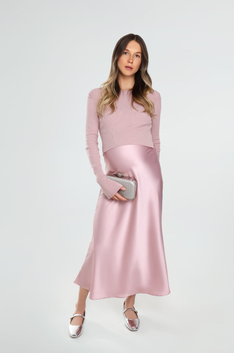 BOATNECK CROP SWEATER / BLUSH PINK