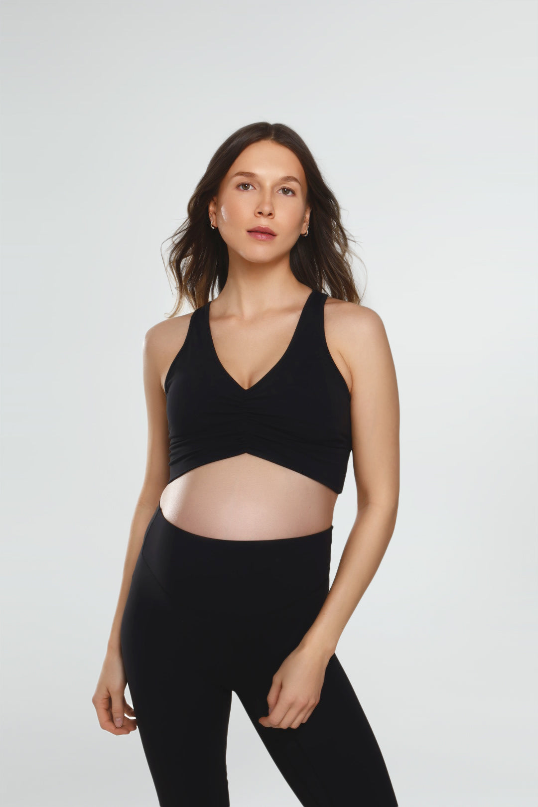 THE CINCHED LOUNGE BRA (WITH REUSABLE ABSORBENT PADS) / BLACK