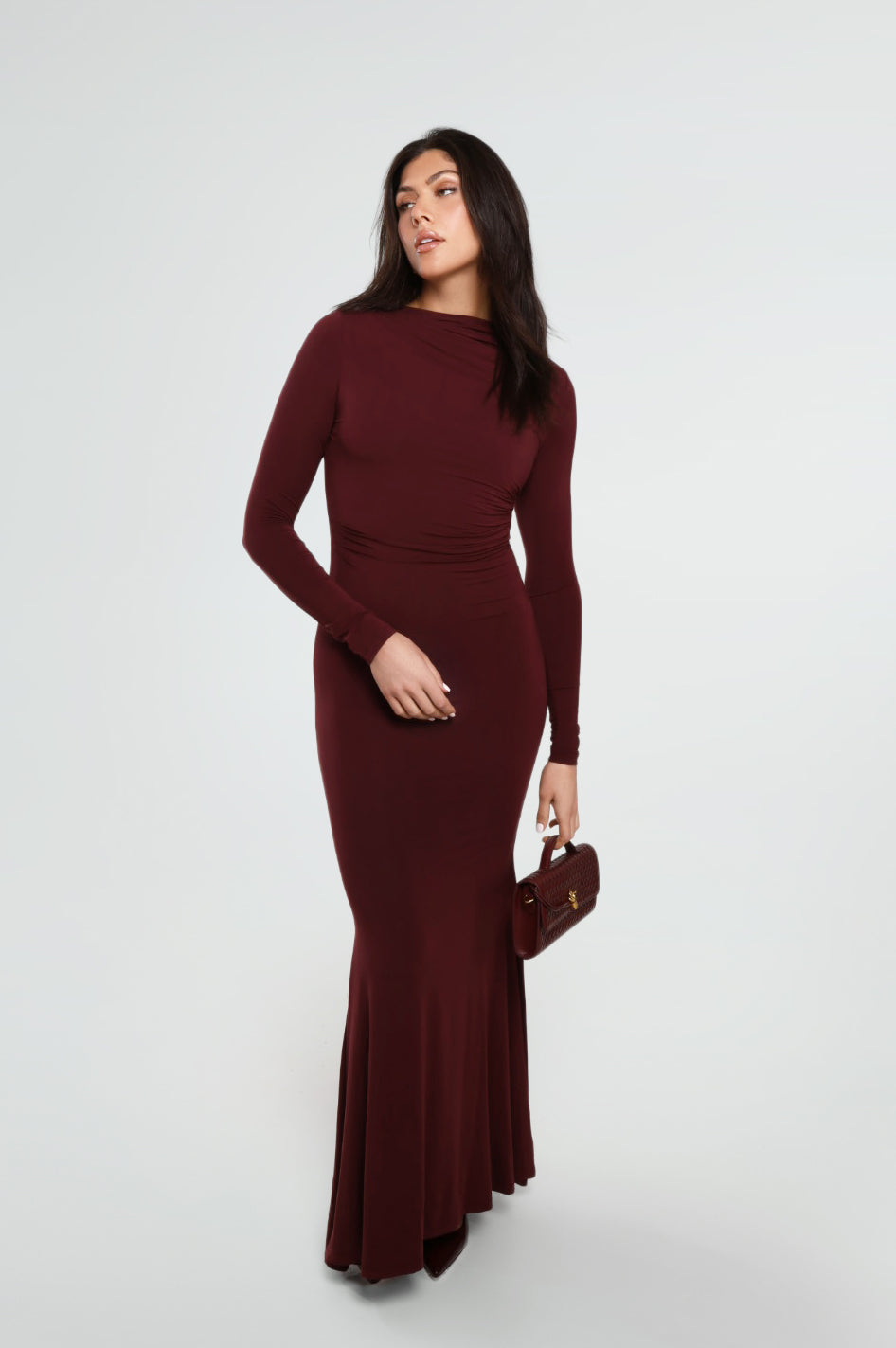THE MAXI RUCHED DRESS / MULBERRY