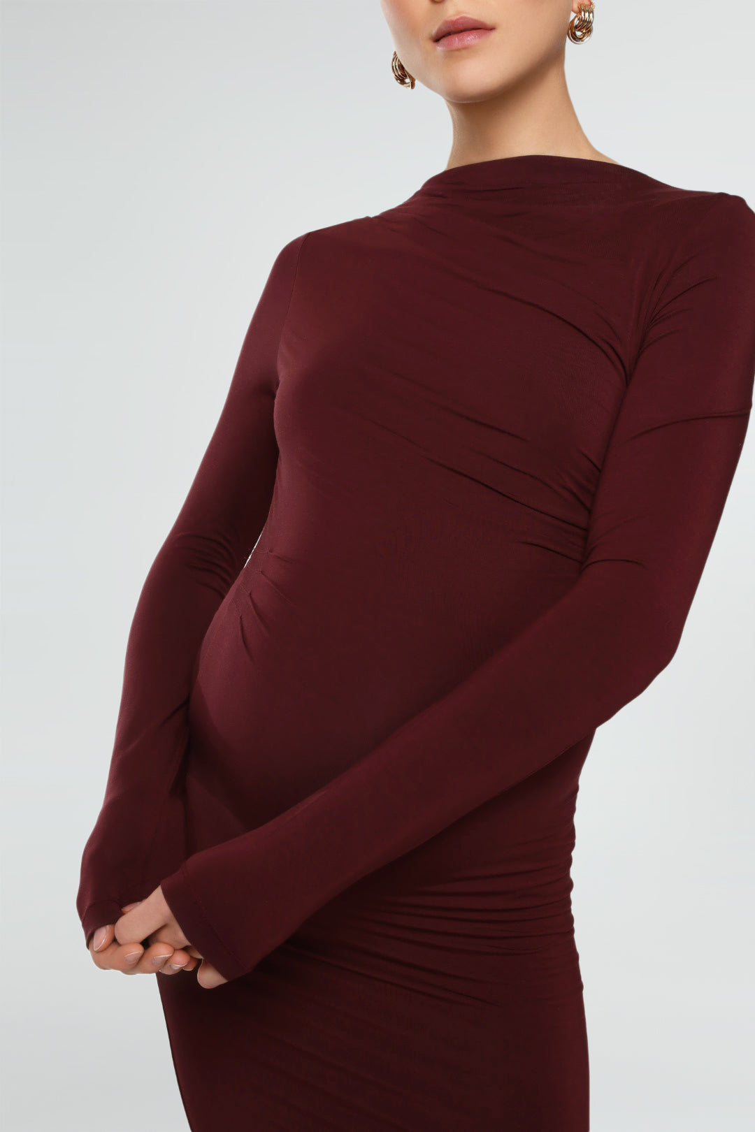 THE MAXI RUCHED DRESS / MULBERRY