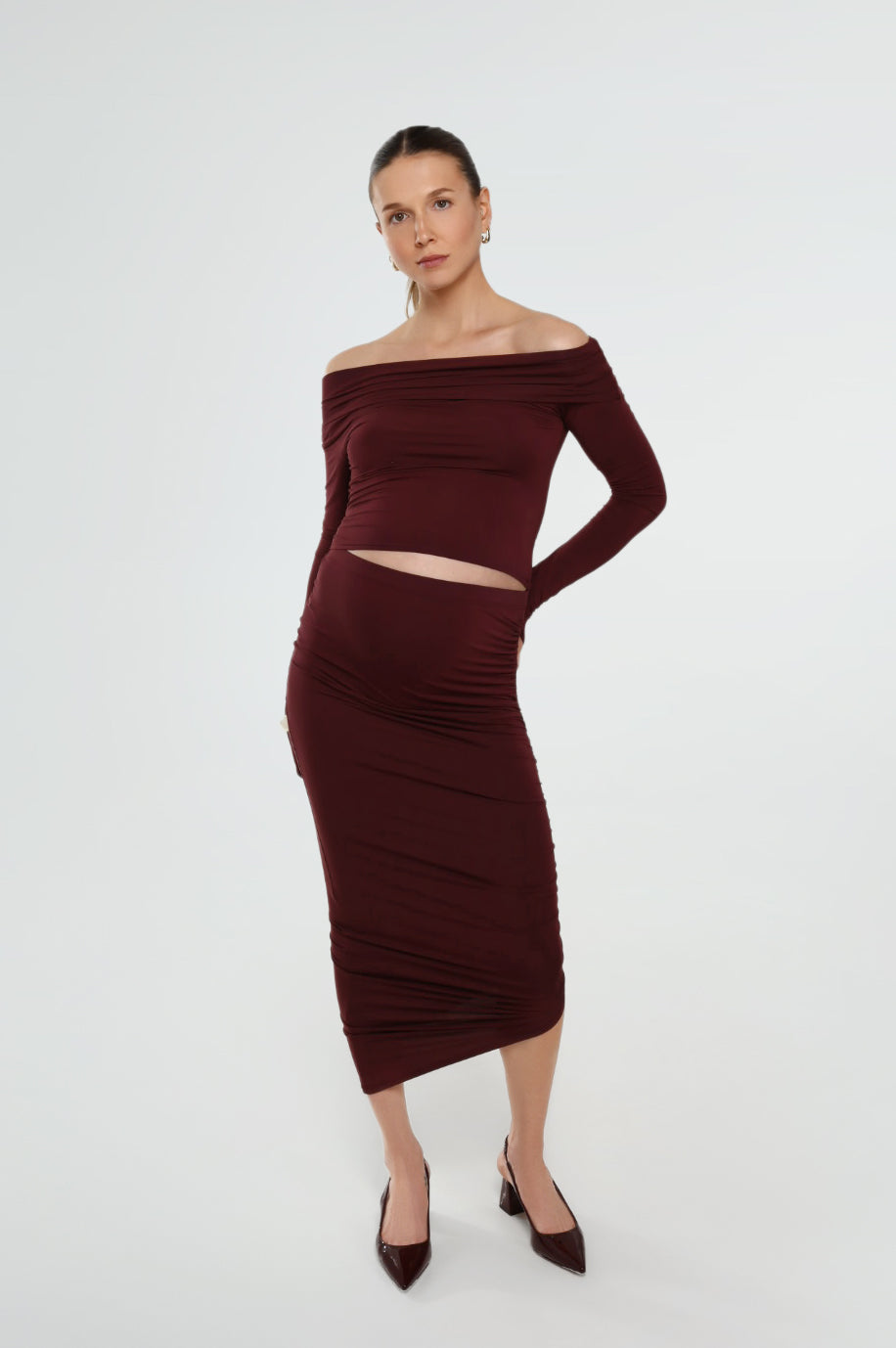 THE CINCHED ASYMMETRICAL MICRO MODAL SKIRT / MULBERRY