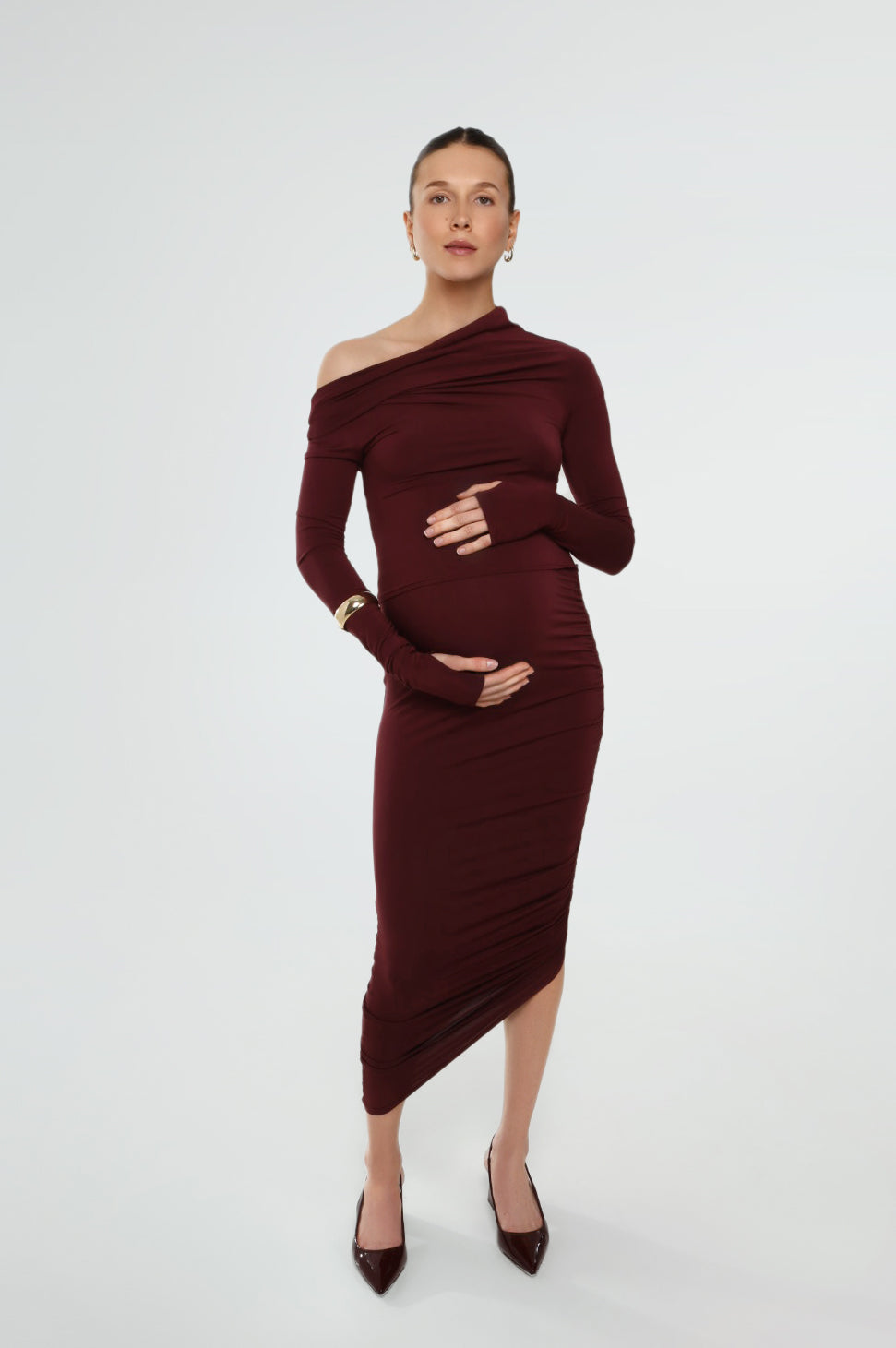 THE CINCHED ASYMMETRICAL MICRO MODAL SKIRT / MULBERRY