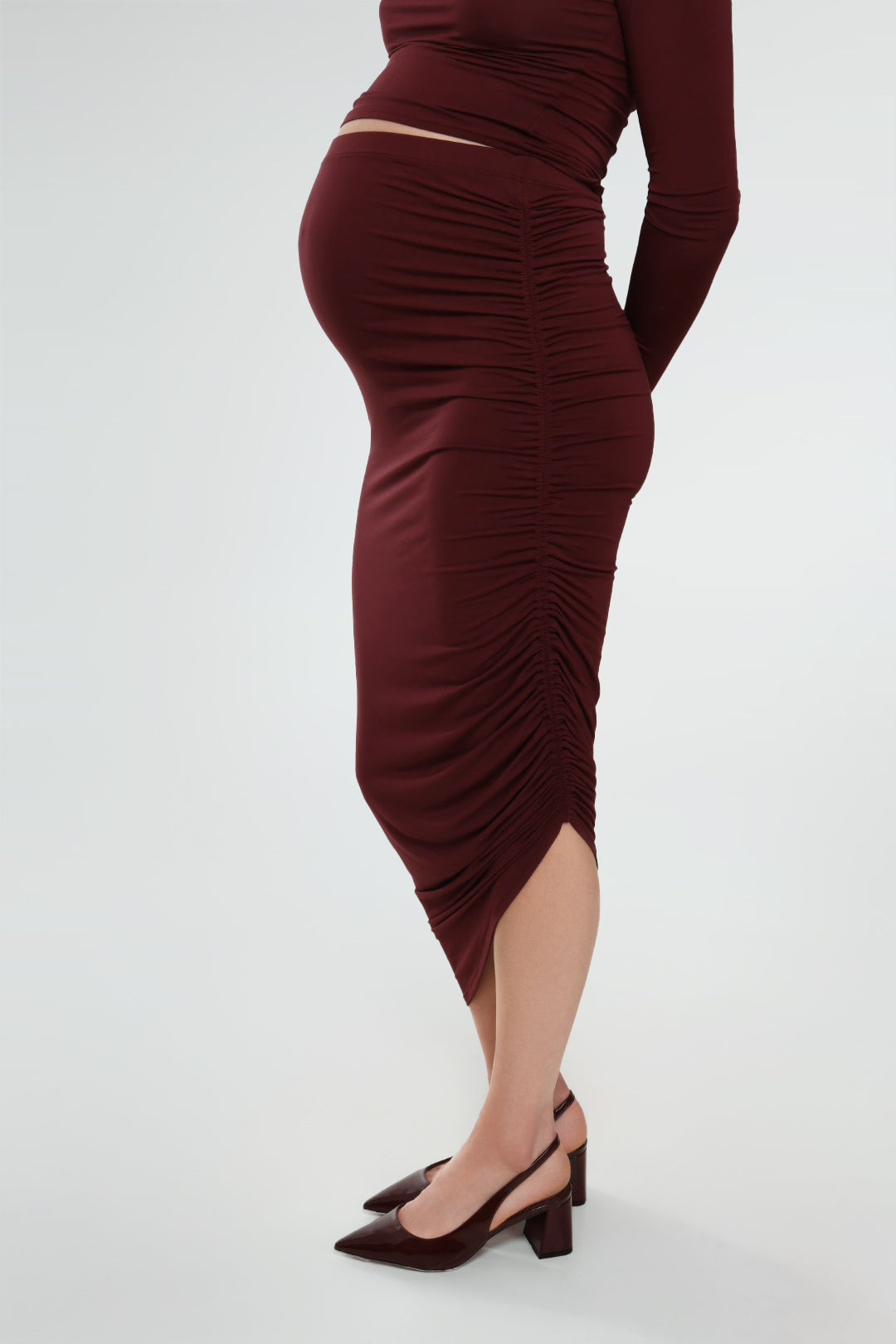 THE CINCHED ASYMMETRICAL MICRO MODAL SKIRT / MULBERRY