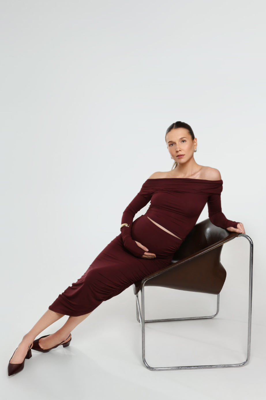 THE CINCHED ASYMMETRICAL MICRO MODAL SKIRT / MULBERRY