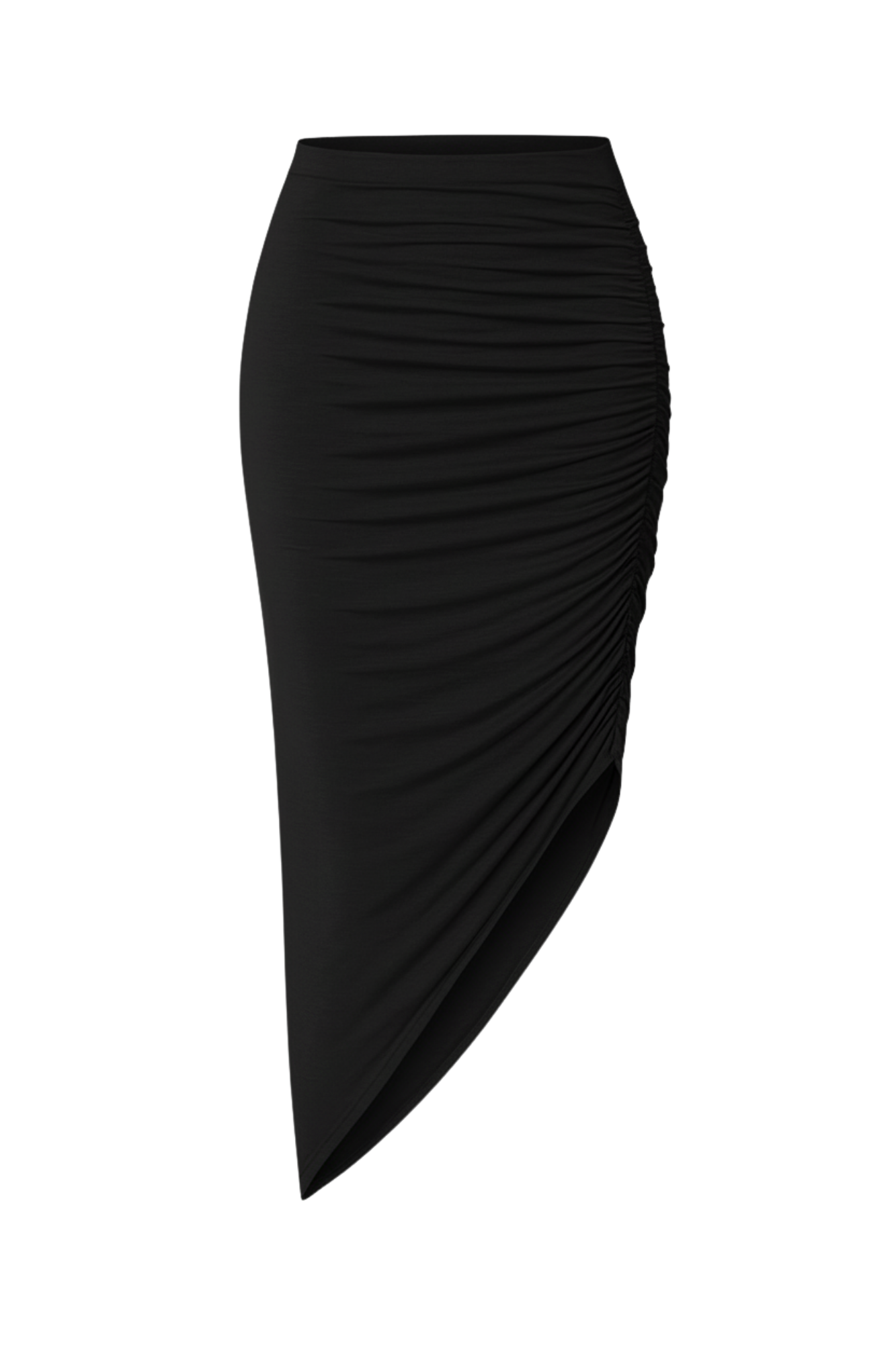 THE CINCHED ASYMMETRICAL MICRO MODAL SKIRT / ONYX