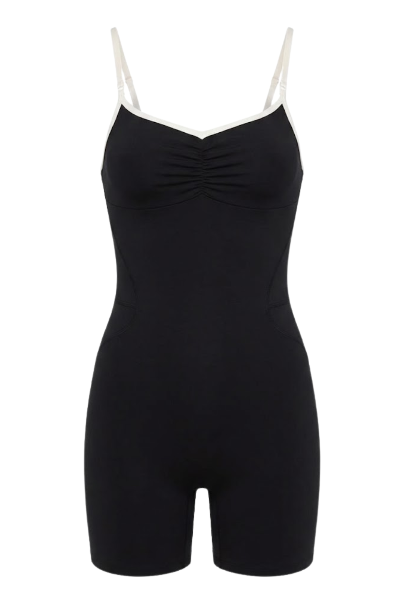 THE BALLET SCRUNCH SHORTS ONESIE / BLACK-CRÈME