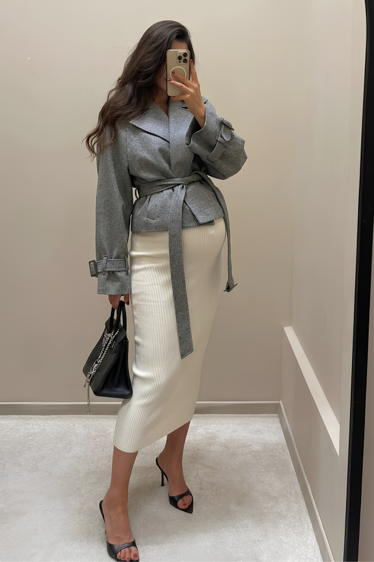 THE LUXE KNIT MIDI SKIRT / BONE
