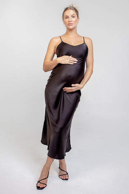 THE MATERNITY “EVERYTHING” SLIP DRESS / ONYX