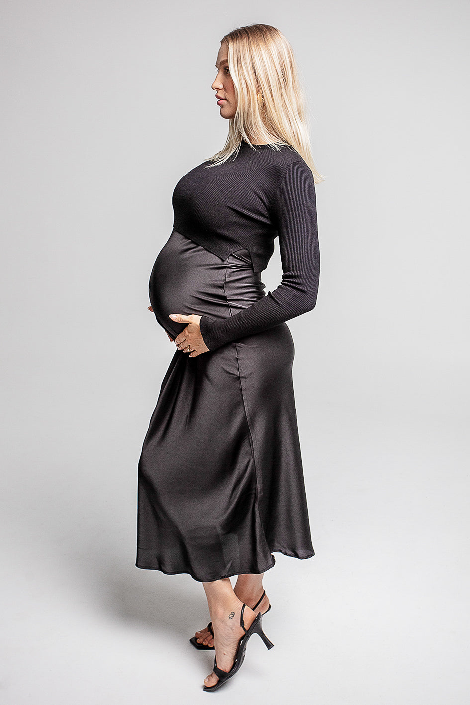 THE MATERNITY “EVERYTHING” SLIP DRESS / ONYX